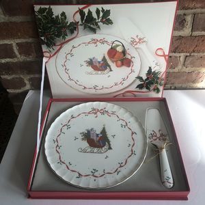 Mikasa Christmas Cheer Bone China Cake Set Plate & Server New In Box